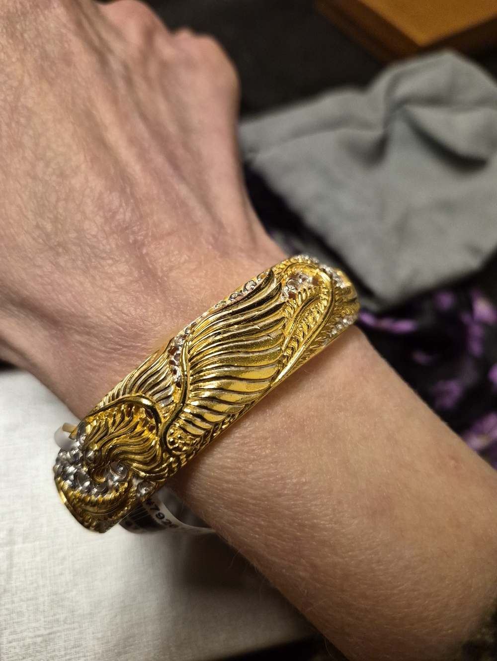 NWT BALI LEGACY TWO-TONE 22K Gold and STERLING PHOENIX CUFF BRACELET 30.6 GRAMS - Picture 11 of 14
